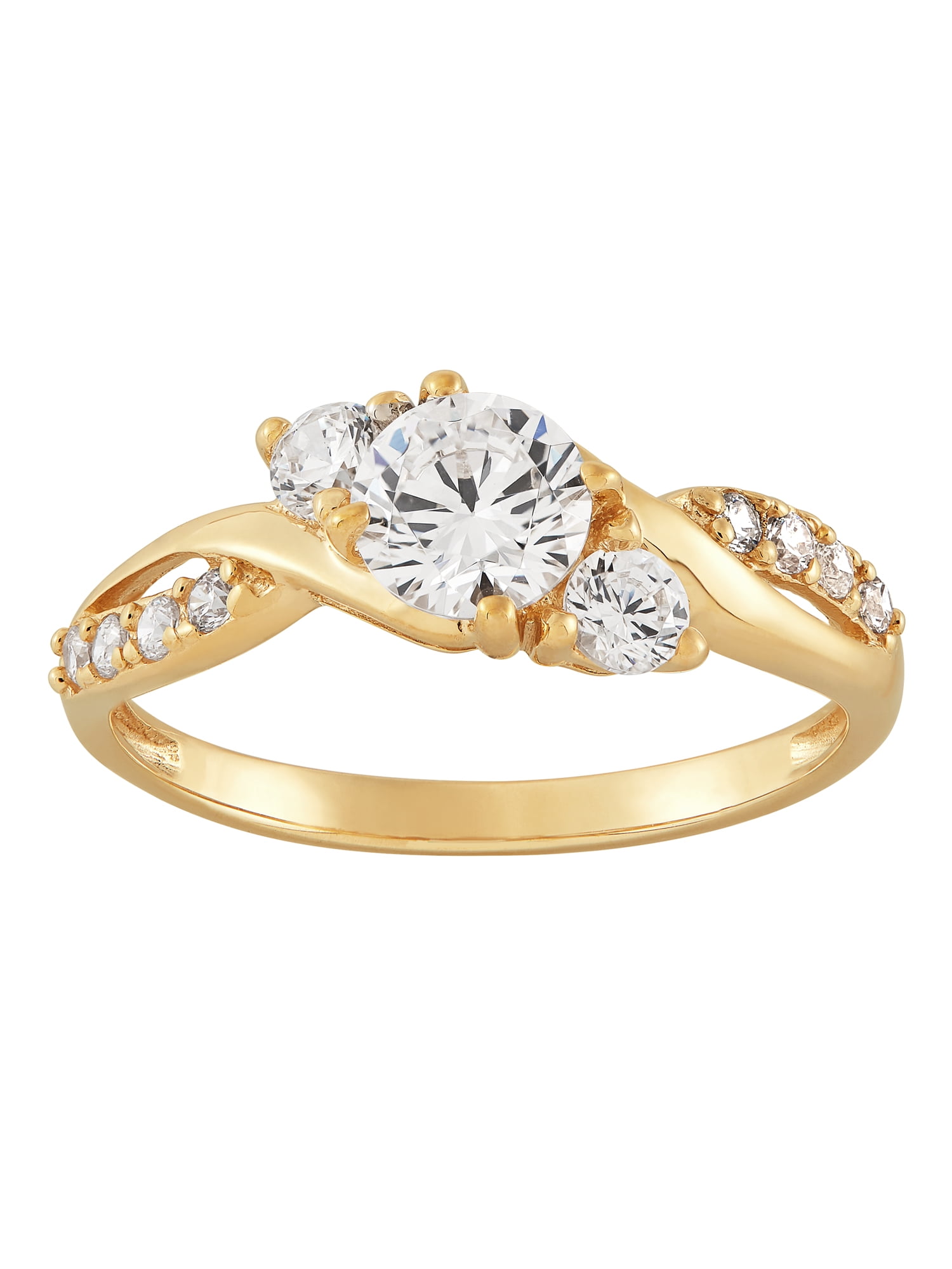 10k or 14k Yellow Gold White CZ Sparkling Design Ladies Wedding Anniversary Ring
