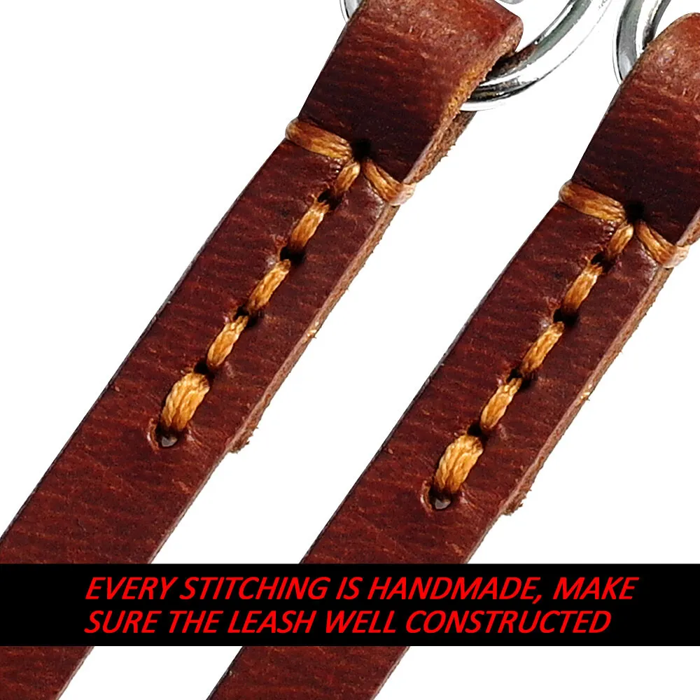 Didog 2 Way Real Leather Dog Double Leash Coupler Leashes for Two Twin Dogs Black Brown