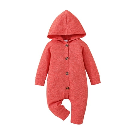 

Newborn Baby Clothes 0 to 12 Months tiny button Solid Color Hoodie Onesies For Baby Girl Boy Korean Long Sleeve Infant Romper Toddler Jumpsuit
