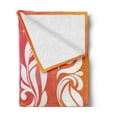 thumbnail image 2 of 50th Birthday Soft Flannel Fleece Throw Blanket, Vibrant Backdrop Font Floral Swirls and Stars Artwork Print, Cozy Plush for Indoor and Outdoor Use, 70" x 90", Pink Orange White, by Ambesonne, 2 of 5