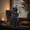 thumbnail image 4 of Gothic Witch Halloween Decor with Crescent Moon and Crow, 1 Piece, Matte Black, for Living Room Shelf, Figurine Decoration, 4 of 4