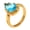 Gold Blue, variant on Women's Stainless Steel Vintage Floral Pear Teardrop Cut Green Crystal Ring Silver Plated Dainty Statement Band Size 8