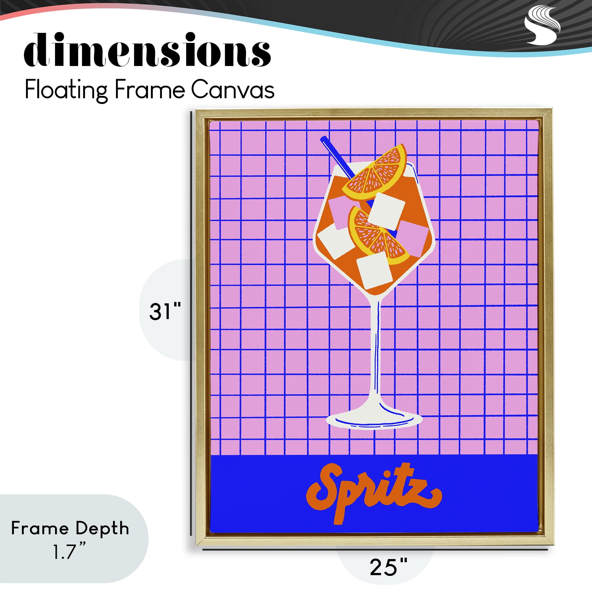 Stupell Industries Colorful Summer Spritz Drink Gold Framed Floater Canvas Wall Art, design by Indira Prieto | IndySign