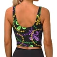 thumbnail image 3 of Haiem Mardi Gras6 Pattern Womens Sports Bra - U Neck Padded Low Impact Yoga Bra Workout Crop Top Gym Moisture-Wicking Workout Vest -, 3 of 9