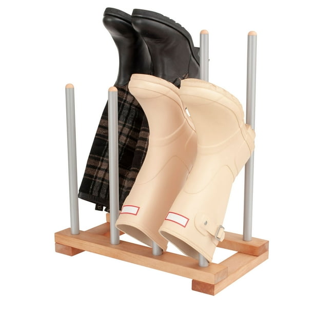 INNOKA 4 Pairs Boot Rack Organizer Stand Wooden & Steel Storage Holder