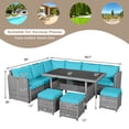 thumbnail image 2 of Gymax 7PCS Rattan Patio Sectional Sofa Set Conversation Set w/ Turquoise Cushions, 2 of 10