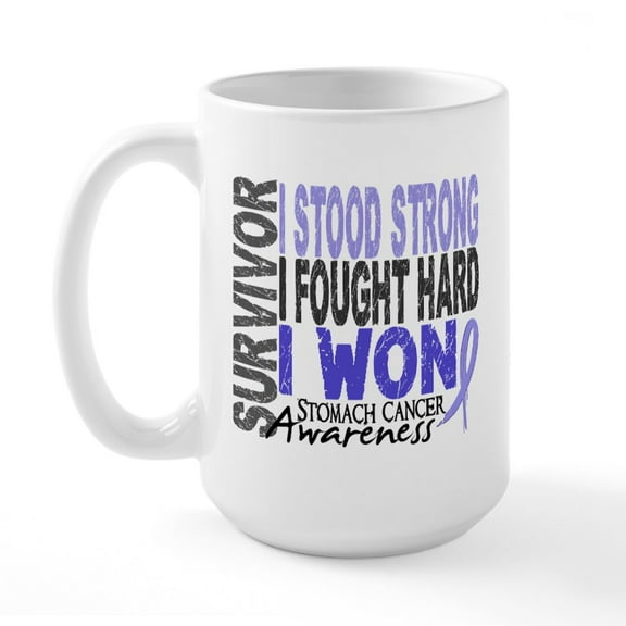 CafePress - Survivor 4 Stomach Cancer Shirts And Gifts Large M - 15 oz Ceramic Large White Novelty Mug