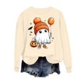 thumbnail image 3 of HomeDM Halloween Long Sleeve Sweatshirts Pumpkin Graphic Pullover Tops Crew Neck Cute Ghost, 3 of 6