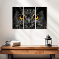 thumbnail image 2 of Elephant Stock Yellow Eyed Owl Wall Art - Horizontal Multi Panel Canvas - Living Room Wall Decor - Animal Multi Panel - Black And Gray Decor - 23" x 14", 2 of 4