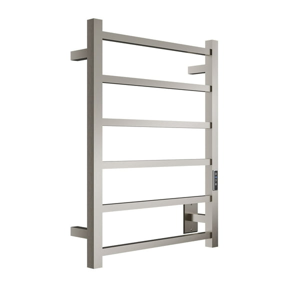 Charles Series 6-Bar Wall Mounted Electric Bathroom Towel Warmer Rack in Brushed Nickel Finish Stainless Steel