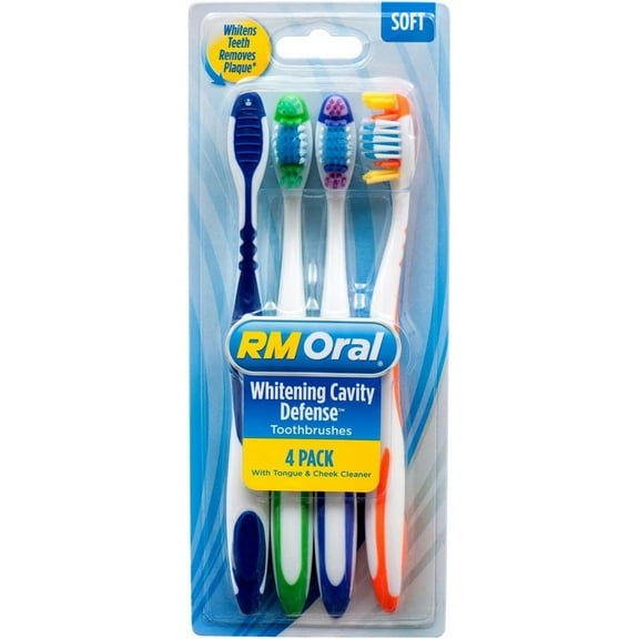 RM Oral Whitening Cavity Defense Toothbrushes Soft - 4 ct