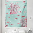 thumbnail image 1 of Coral Tapestry, Aquatic Pattern with Little Fishes and Coral Reef Bubbles Water, Fabric Wall Hanging Decor for Bedroom Living Room Dorm, 5 Sizes, Dark Coral Pale Blue, by Ambesonne, 1 of 1