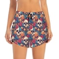 thumbnail image 2 of Balery colorful Skull rose Pattern Women's Running Shorts with Liner 2 Pockets Elastic Workout Athletic Gym Yoga Shorts-Medium, 2 of 7