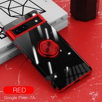Compatible with Google Pixel 7 Case Clear Shockproof Silicone Phone Cases with Ring Holder,[Supports Magnetic Car Mount] Magnetic 360 Rotation Kickstand Thin Soft TPU Protective Cover,Red