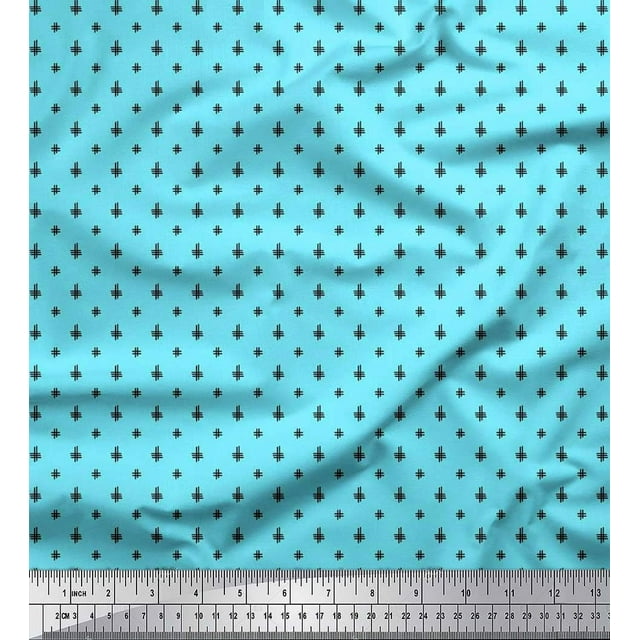 Soimoi Crepe Silk Fabric Hash Sign Geometric Print Fabric by The Yard 42 Inch Wide