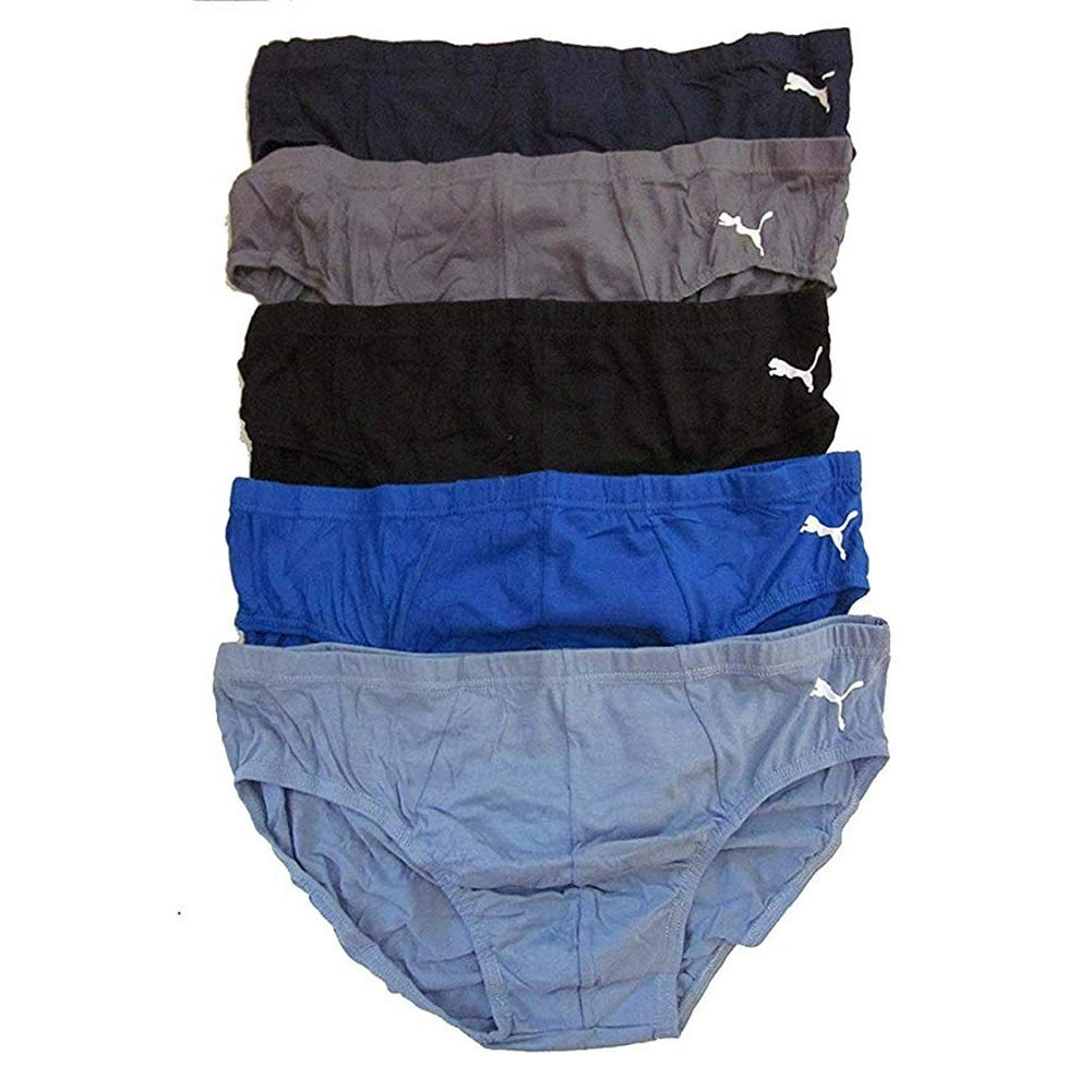 PUMA PUMA MEN'S UNDERWEAR 5 PACK BRIEF BLUE CYAN LARGE LOW RISE CLASSIC