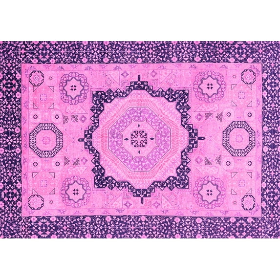 Ahgly Company Indoor Rectangle Abstract Pink Modern Area Rugs, 7' x 10'