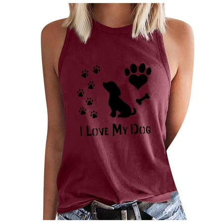 

Juebong Dog Paws Footprint Tank Top Women Sleeveless Summer Funny Workout Tops Cute Dogs Vest Dog Friends Tee Tops Casual Vacation Shirt Comfy Soft Mom Shirt Tanks