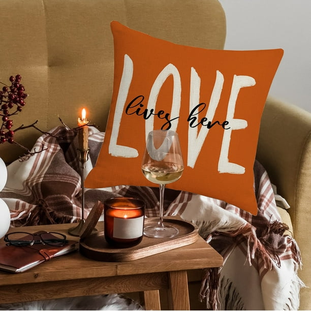 pstuiky Fundas de almohada de otoño con estampado de calabaza naranja quemada cojines decorativos de Acción de Gracias fundas de almohada para exteriores cojines de lino decorativos para sofá cama.