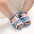 thumbnail image 3 of Baby Girls Sandal Summer Toddler Slipper Shoes 0-24 months Baby Girls Sandals Embroidered Flower Summer Flat Shoes Infant First Walkers Light blue 6-12 Months, 3 of 7