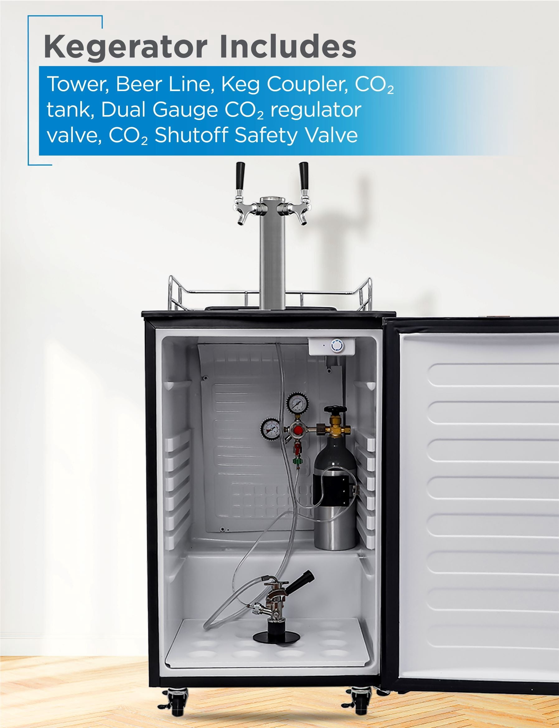 BLACK+DECKER 6.1 cu. ft. Dual Tap Freestanding Kegerator with Adjustable Temperature