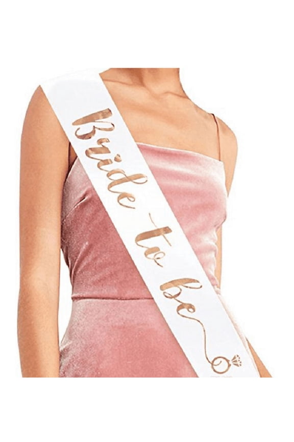 Bride to Be Sash party Favor Bachelorette Party Sash Bride Ribbon - WHITE with ROSE GOLD PRINT