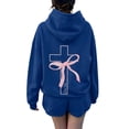 thumbnail image 6 of Christian Hoodies for Women Pink Cross Bow Print Sweatshirt Oversized Long Sleeve Faith Graphic Hooded Pullover Top, 6 of 7