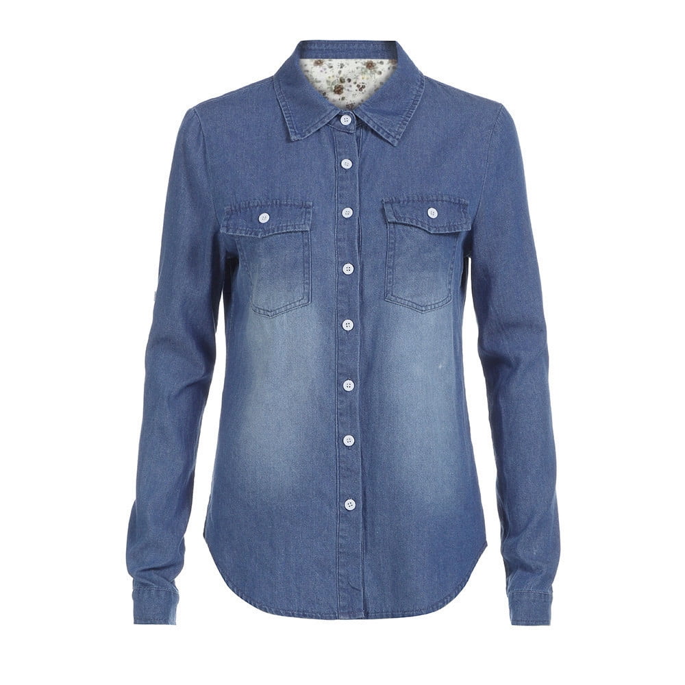 blue jean long sleeve shirt