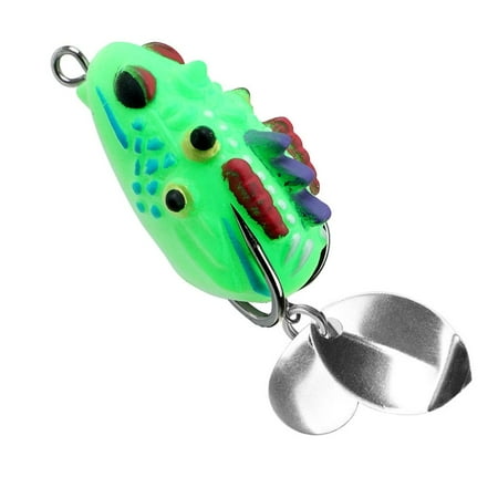 Yammee Frogs Lures Blackfish Baits 3.5cm PVC Frogs Lures Fishing Lures Simulated Soft Frogs Baits with Double Hook & Blade