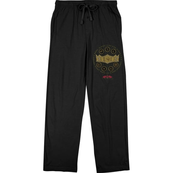 House Of The Dragon Gold Dragon Wings Black Sleep Pajama Pants-Medium