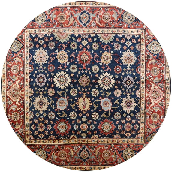 Ahgly Company Indoor Round Mid-Century Modern Camel Brown Oriental Area Rugs, 4' Round