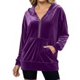 thumbnail image 7 of Jowamay Velvet Half Zip Hoodies Women Half Zip Casual Long Sleeve Hooded Sweatshirts Loose Pullover Tops for Travel, 7 of 7