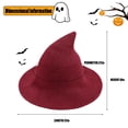 thumbnail image 2 of Sombrero de bruja Leuceiy Halloween de lana para mujer, ala ancha, 2 of 7