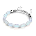 thumbnail image 1 of Rainbow White | Silver | Mermaid Glass Pebble Macrame Bracelet, 1 of 8