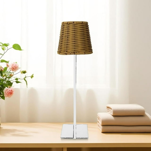 Lámpara De Mesa Tejida, PC Rattan LED 3 Control De Color Táctil Luz Nocturna Recargable Para La Sala De Estar De La Sala De Estar, Ideal Con Batería De 1800 MAh