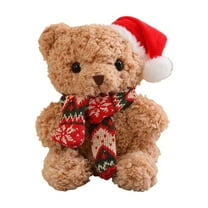 Christmas Teddy Bear Ornament, Plush Christmas Bear, Adorable Santa Claus Plush Toy for Kids, Soft Stuffed Christmas Doll, 9 Inch Brown Plush Holiday Decoration, Cozy and Durable Gift Companion
