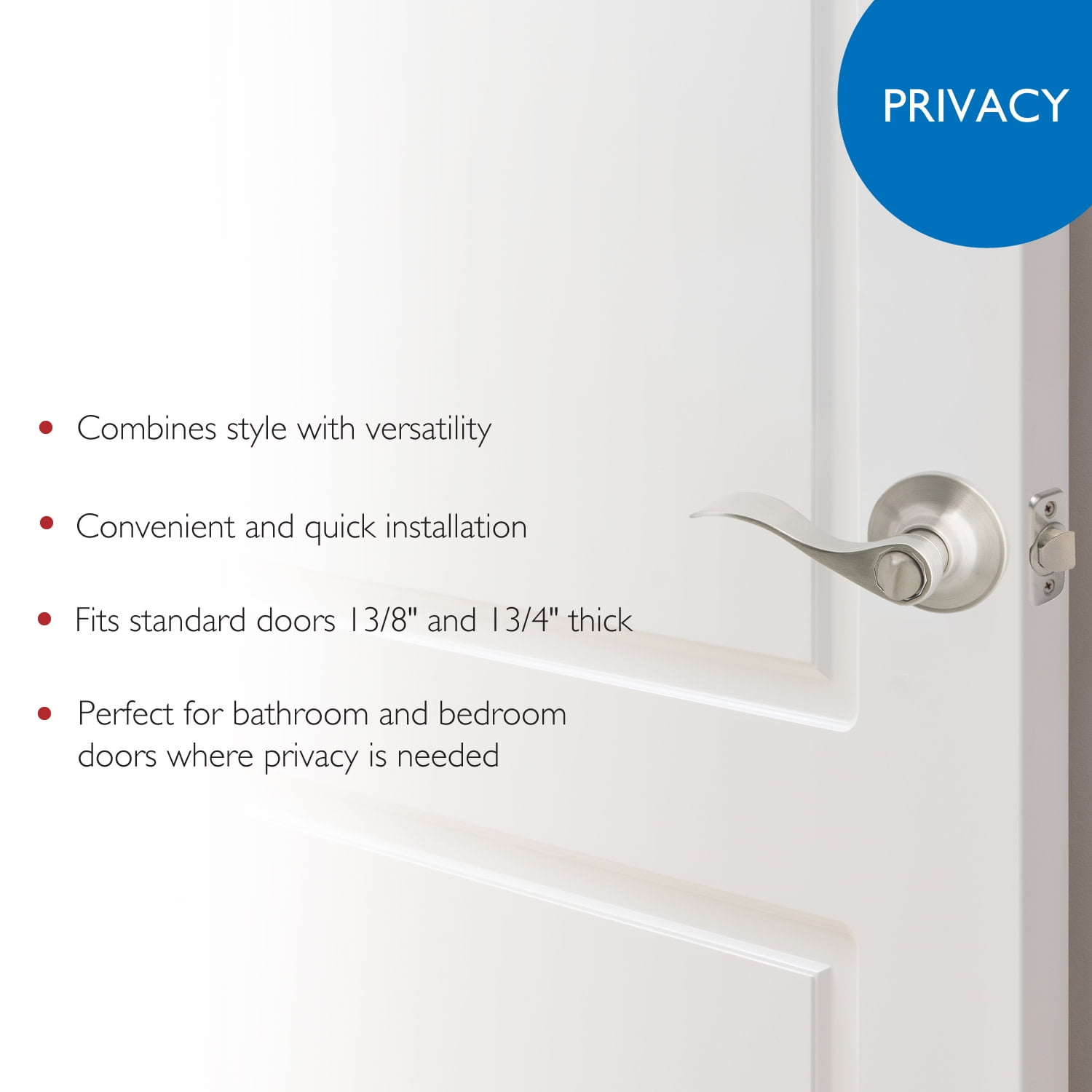 Design House Springdale 8-Pack Universal Interior Bed/Bath Privacy Door Handle, Satin Nickel