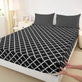 thumbnail image 3 of Homewish Black Stripes Abstract Full Size Sheets for Teen, Modern Fashion Buffalo Bed Sheets, Chic Bow-tie Sheet Sets, Breathable Home Decor, 4 Pieces, 3 of 7