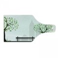 thumbnail image 1 of Leaf Cutting Board, Minimalist City with Simple Lines and Leaf Patterns in Boho Design Print, Decorative Tempered Glass Cutting and Serving Board, Wine Bottle Shape, Green Black, by Ambesonne, 1 of 1