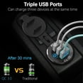 thumbnail image 2 of Chargeur de Voiture USB Aluminium 3 [Lot de 2], Qidoe Charge Rapide 3.0/4.2A Triple Prise USB 12V avec Interrupteur Tactile, 2 of 5