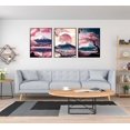 thumbnail image 4 of Hieng Vintage Japanese Wall Art Village Fuji Mountain Canvas Posters Cherry Blossom Pictures Japan Landscape Painting Aesthetic Wall Decor for Living Room Bedroom Office Unframed, 4 of 6