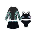 thumbnail image 4 of Yeahdor 4Pcs Girls Swimsuit Long Sleeve Rash Guard Zip Up Swim Shirt +Tank Top+Briefs+Shorts Bathing Suit Beachwear Black 16, 4 of 7