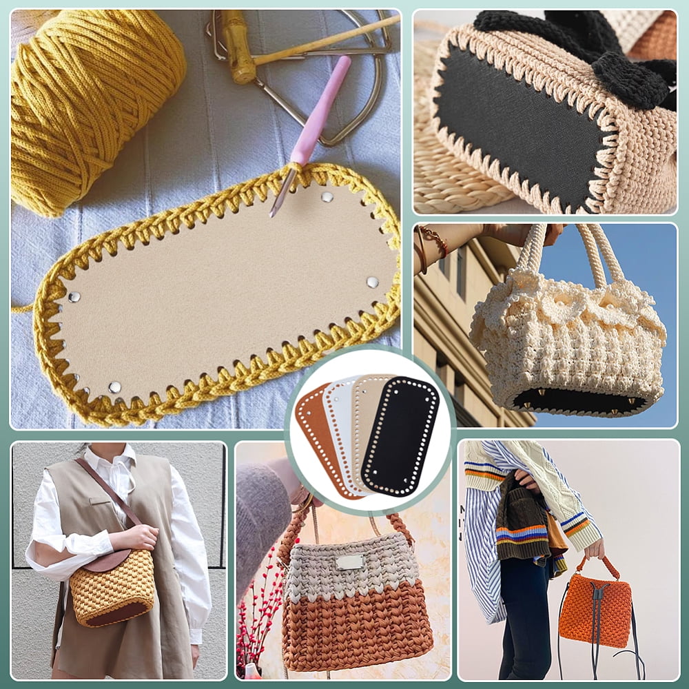 8Pcs 4 Colors Rectangle Felt Bag Bottom for Knitting Bag Women Bags Handmade DIY Accessories Mixed Color 250x120x4mm Hole: 7.5mm 2pcs/color DIY