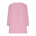 thumbnail image 6 of Inleife Womens T-Shirts Women's 2025 Summer Loose Slim Long Sleeve Solid Color Round Neck Cotton And Linen Top Sizes Pink L, 6 of 6