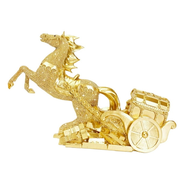 Estatua de caballo, escultura de animal, regalo de cumpleaños, figura de resina, adorno para dormitorio Oro