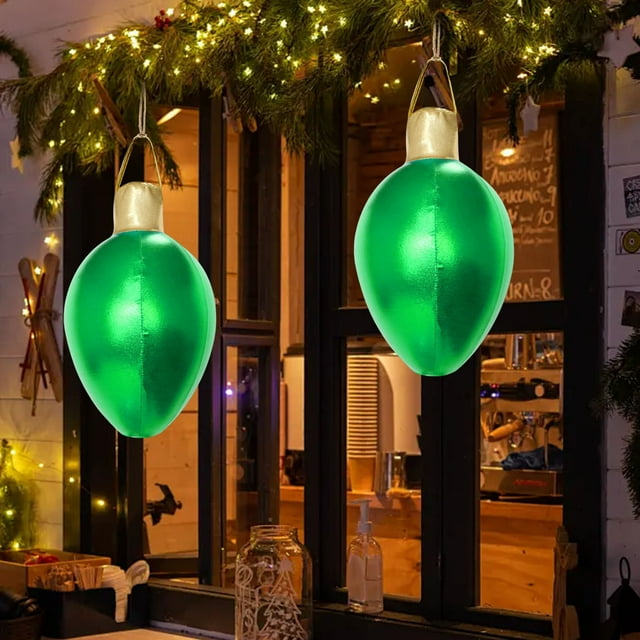 Bola Decorativa Navideña Inflable para Exterior, de Pvc, para Árbol de Navidad | Resistente a La Intemperie, 30 X 15 Cm | Bomba de Aire Integrada | Iluminación Integrada | Ligera | 1 Unidad
