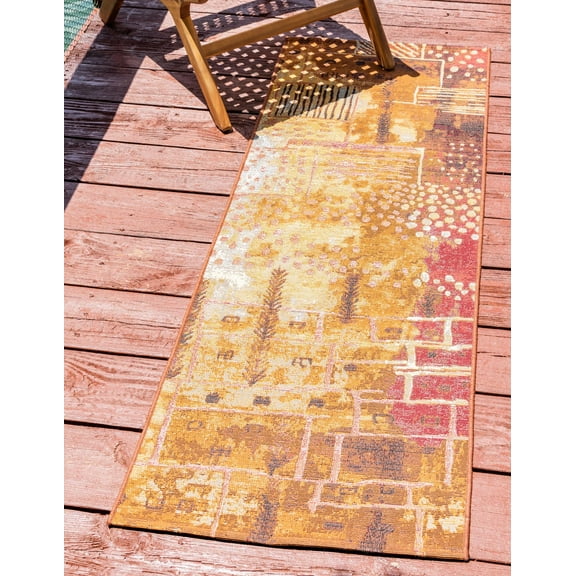 Unique Loom Outdoor Modern Collection Area Rug - Pine (2' 7" x 12' Runner Multi/Brown)