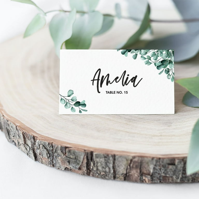 Koyal Wholesale Silver Dollar Eucalyptus Table Tent Place Cards