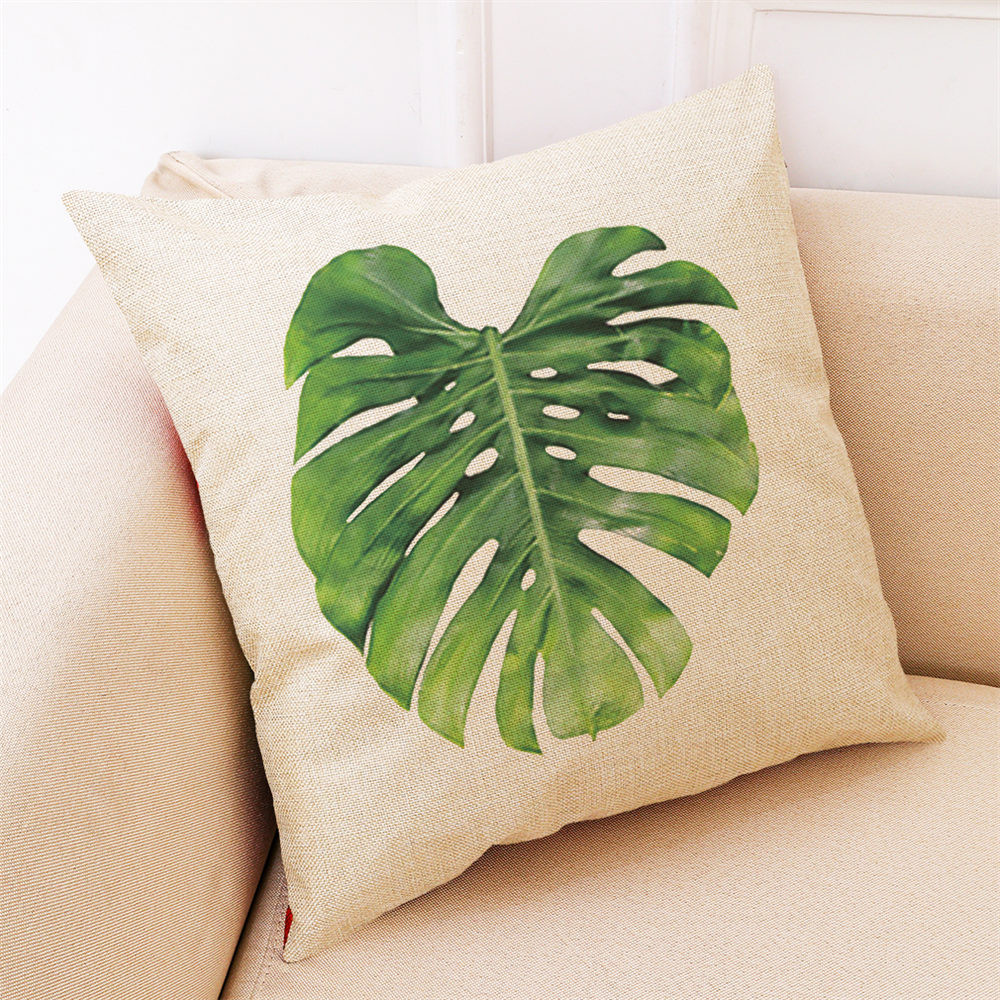 Home Decor Cushion Cover Big Leaf Tropical Plants Throw Pillowcase