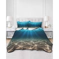 thumbnail image 2 of Quilt King Size Bedding Set, Light Blue Ocean Waves Reversible Summer Quilt 3 Pieces, Summer Beach Coastal Abstract Lightweight Bedspreads Coverlets with 2 Pillow Shams for All Seasons, 2 of 5